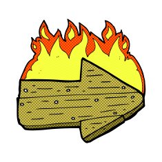 comic cartoon burning direction arrow N2