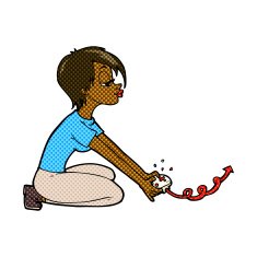 comic cartoon girl playing computer games N2
