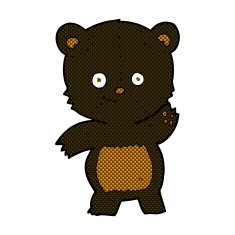 comic cartoon waving black bear N8