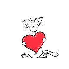 happy kitten hugging a heart