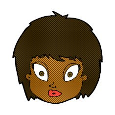 comic cartoon surprised female face N11