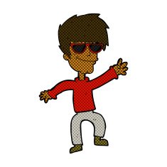 comic cartoon waving cool guy N2