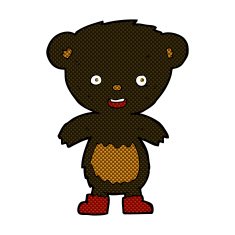 comic cartoon black bear cub N12