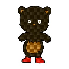 comic cartoon black bear cub N13