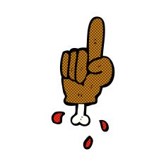 comic cartoon pointing severed hand