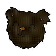 comic cartoon happy black bear face