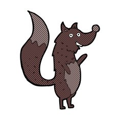 comic cartoon waving wolf N4