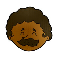 comic cartoon man with mustache N17