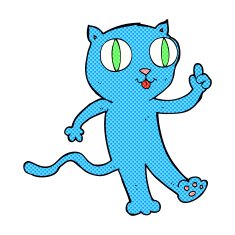 comic cartoon cat with idea N2