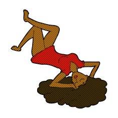 comic cartoon woman lying on floor N4
