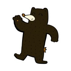 comic cartoon waving black bear N10
