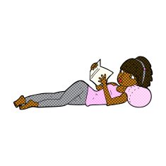 comic cartoon pretty woman reading book