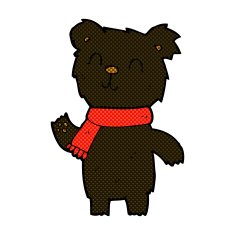 comic cartoon cute black bear cub N5