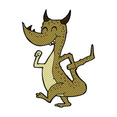 comic cartoon happy dragon