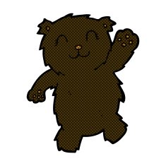 comic cartoon waving black bear N12