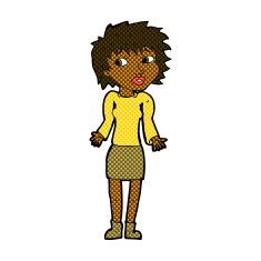 comic cartoon woman shrugging shoulders N98