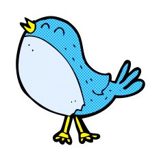 comic cartoon singing bird