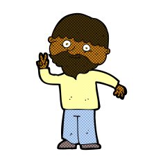 comic cartoon man giving peace sign N12