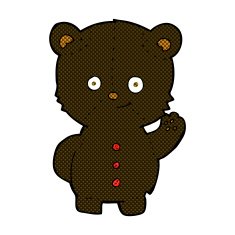 comic cartoon black bear cub N14
