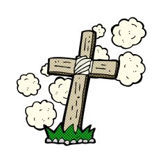 comic cartoon wooden cross grave N6