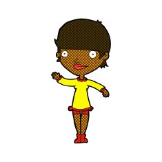 comic cartoon waving woman N30