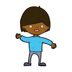 comic cartoon waving boy N4