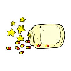comic cartoon magic pills