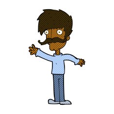 comic cartoon waving mustache man N2