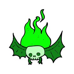 comic cartoon spooky skull bat N3