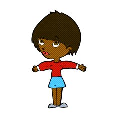 comic cartoon woman with open arms N20