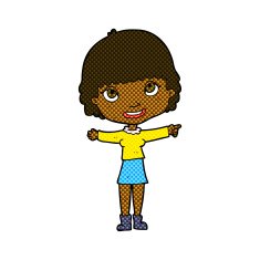 comic cartoon happy woman pointing N14