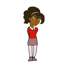 comic cartoon pretty girl tilting head N2