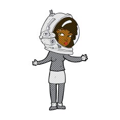 comic cartoon woman wearing astronaut helmet N2