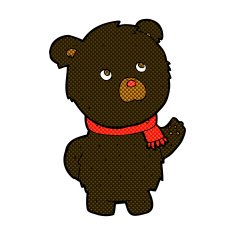 comic cartoon cute black bear N14