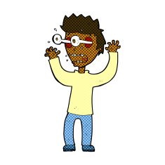 comic cartoon terrified man N45