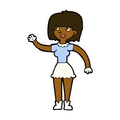 comic cartoon girl waving N6