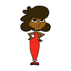 comic cartoon girl with hands on hips N4