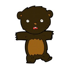comic cartoon shocked black bear cub