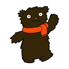 comic cartoon teddy bear wearing scarf N4