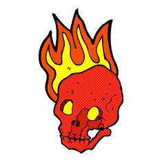 comic cartoon flaming skull N3