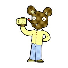 comic cartoon mouse holding cheese N2