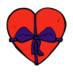 comic cartoon heart shaped present N2