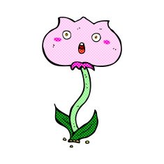 comic cartoon shocked flower N2