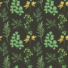 Floral Background - Leaves and Herbs hand drawn watercolor