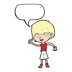 cartoon boy with positive attitude speech bubble N15