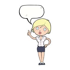 cartoon pretty woman with idea speech bubble N57