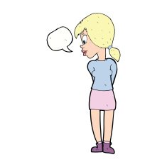 cartoon pretty girl with speech bubble N79
