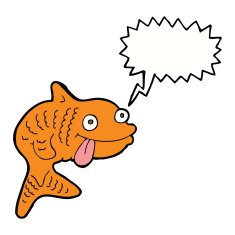 cartoon fish with speech bubble N66