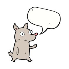 cartoon little dog waving with speech bubble N9