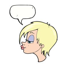 cartoon pretty woman with speech bubble N223